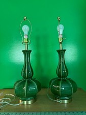pair of green porcelain lamps picture