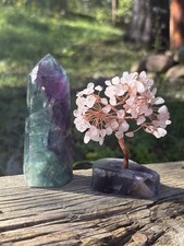 Crystal Bonsai Tree Lot- Natural Rainbow Fluorite Tower & Crystal Bonsai Tree picture