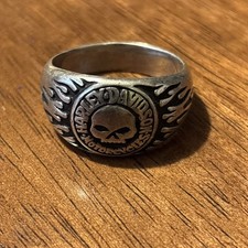 Vintage 925 Sterling Silver Harley Davidson Biker Willie G Skull Ring Size  picture