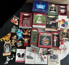 Ornament Lot of 33 Disney, ESPN, Star Trek, Barbie, and assortment. Untested picture