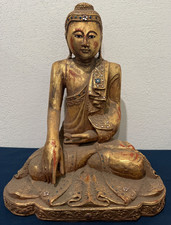 Antique Thai Wood Carving Buddha Statue 16.5