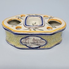 Antique French Malicorne Pouplard-Beatrix PBx Hand Painted Ceramic Inkwell picture