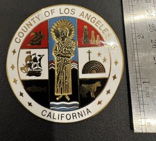 Vintage, Obsolete, Los Angeles County Seal, Enameled 2.5 Inch picture