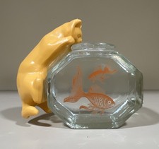 Vintage 1979 Avon Curious Kitty Cologne Bottle Only~Cat Looking Into Fishbowl~ picture