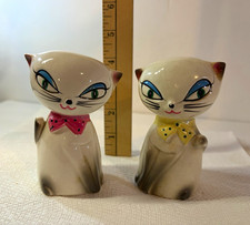 Vintage Tilso., Japan, big eyed cat original foil labels hand painted  4 inch picture