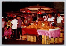 Vintage Singapore Postcard Albert Street Night Market Fruit Stall Oranges picture