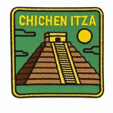 Chichen Itza Patch, 3 Inch Iron On Embroidered Mayan Pyramid Mexico Travel picture