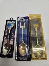 3 Vintage Silver Plated Collectible Spoons  4 in picture