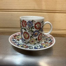 VTG Cepelia Opole Hand Painted 1975 Demitasse Signed Espresso  Tea Cup & Saucer picture