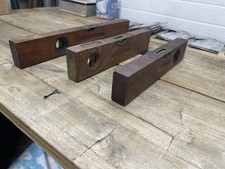 Vintage Wood Spirit Level Lot 3 Antique Carpenter Mason Brass Bound Tool picture