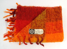 Vintage Lena Rewell Mohair Throw Blanket Finland Scandinavian Orange Red Fringe picture