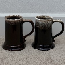 Pfaltzgraff Gourmet Brown Tankard Mug Drip 6-286 SET OF 2 RARE RETIRED picture