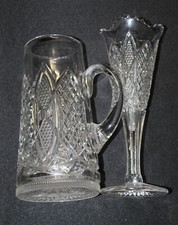 Duncan & Miller Antique Scalloped Six Point Vase and Matching Handled Piece picture