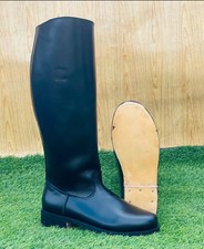 WW2 GERMAN OFFICER LEATHER BOOTS, MEN'S BLACK RIDING BOOTS - All Size available picture