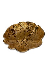Vintage Weeping Bright Gold Bowl 22 Kt USA Scalloped Rim Footed  picture