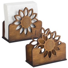 Beeveer 2 Pcs Wooden Sunflower Napkin Holder Cocktail Farmhouse Napkin Dispen... picture