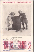 1909 DES MOINES, Iowa Advertising Postcard DAVIDSON'S CHOCOLATES Candy Company picture