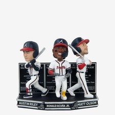 Acuna Riley Olson Atlanta Braves 2023 Silver Slugger Mini Bobblehead Scene picture