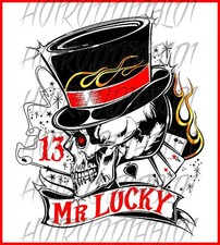 MR. LUCKY 13 RAT FINK HOT ROD BIKER MOTORCYCLES TOOLS GUNS STICKER  4in. picture