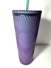 Starbucks Siren Swirl Purple Green Iridescent Wavy Mermaid Cold Cup Tumbler 24oz picture