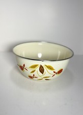 Hall's Superior Jewel Tea Autumn Leaf Mixing Bowl – Porcelain-Clad Steel, 9