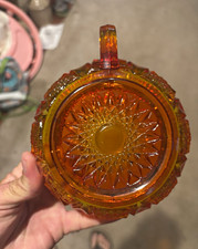 vintage L.E. Smith Amberina glass handled nappy bowl. picture