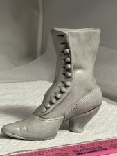 VINTAGE DMP SIGNED CERAMIC GREY VICTORIAN LADIES BOOT DECORATIVE SMALL VASE picture