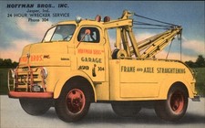 Jasper IN Wrecker Service Tow Truck c1940s-50s BEAUTIFUL LINEN Postcard bhn picture