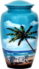 Beach Blue Cremation Urn for Human Ashes Adult Funeral Urn Handcrafted (200 lbs) picture