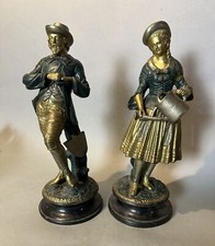 Pair Antique Continental Earthenware 13.5