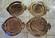 Winston Cajuste Haiti, 4 Fish Shaped Metal Chargers Platters, Hand Made Folk Art picture