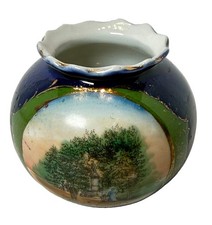 GREAT BARRINGTON MA Massachusetts Souvenir Porcelain NEWSBOY COBALT BLUE TRINKET picture