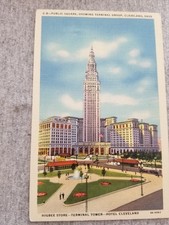 Higbee Department Store Terminal Tower Hotel Cleveland Ohio Postcard c 1934 picture