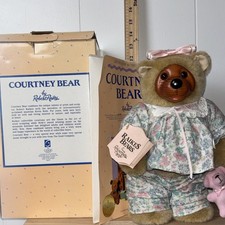 Vintage Courtney Bear Adorable wood face bear complete with paperwork 12” picture