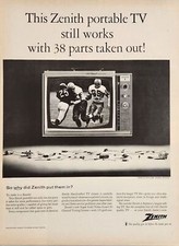 1964 Print Ad Zenith Skyline Model Portable TV Sets Football on Television picture