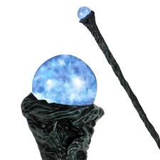 LED Witch Staff - Light Up Vintage Walking Cane Prop for Halloween Costume Party picture