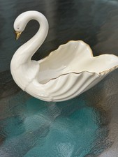 Lenox Swan Figurine 5” Porcelain 24K Gold Beak and Trim Decorative Dish picture