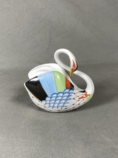 Vintage Hollohaza Hungary Porcelain Swan Bird Figurine Fishnet picture