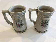 Scarborough Faire 10th Anniversary Pair of Stein Mugs 1990 Milstad Pottery Made picture