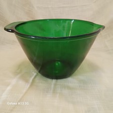 Anchor Hocking Forest Green Batter Bowl Vintage picture