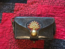 Vintage Italian Carabinieri Leather Cartridge Box Pouch w/ Flaming Bomb Carcano picture