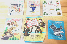 6 Rare- unique vintage used 1940’s and  50’s Greeting cards See pics to enjoy picture