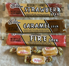 Vintage JOLLY RANCHER STIX CANDY  Lot Of 6  NOS  Fire Strawberry Caramel STIX Bu picture