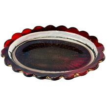 Cincinnati ZOO Ruby Red Flash ANTIQUE Souvenir Glass TRINKET DISH picture