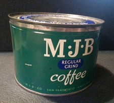 MJB Regular Grind Coffee Advertising Tin With Lid 1950’s picture