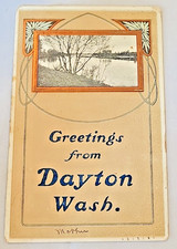 Art Deco Washington Dayton Greetings Postcard Embossed Art Deco LAKE SCENE 1912 picture