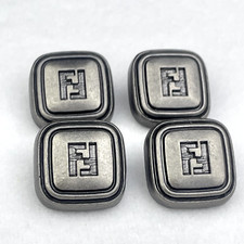 8 SMALL FENDI BUTTONS FF LOGO VINTAGE SILVER METAL SQUARE 15MM picture