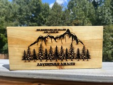 Mountains Camping adventures engraved Shelf Sitter Rustic reclaimed pine wood picture