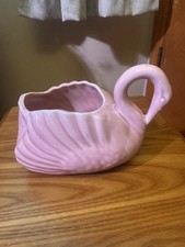 Vintage Swan Planter Pink Ceramic Glazed Art Deco Mid-Century Style picture