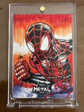 2021 UPPER DECK MARVEL METAL SPIDER-MAN SKETCH 1/1 MILES MORALES ULTIMATE CHROME picture